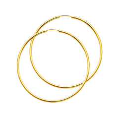 Polished Endless Large Hoop Earrings - 14K Yellow Gold 2mm x 2.16 inch
