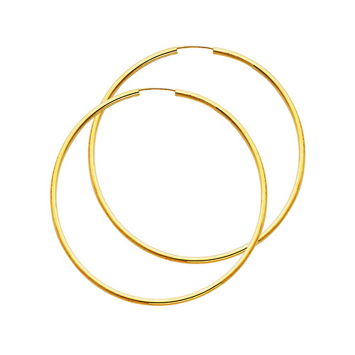 Polished Endless Large Hoop Earrings - 14K Yellow Gold 2mm x 2.16 inch Slide 0