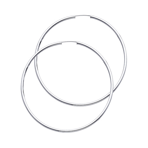 Polished Endless Large Hoop Earrings - 14K White Gold 2mm x 2.16 inch Slide 0