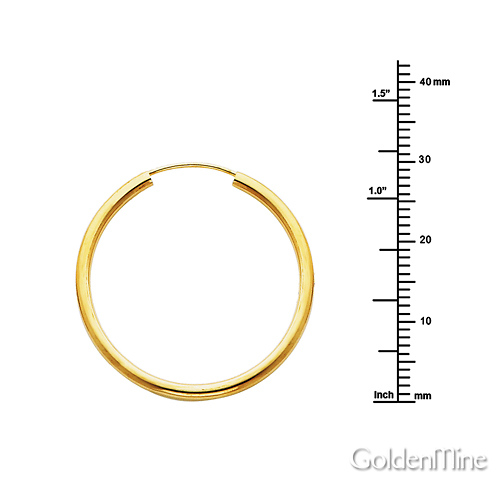Polished Endless Medium Hoop Earrings - 14K Yellow Gold 2mm x 1.2 inch Slide 1