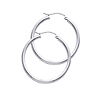 Polished Hinge Round Medium Hoop Earrings - 14K White Gold 2mm x 1.38 inch thumb 0