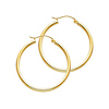 Polished Round Medium Hoop Earrings - 14K Yellow Gold 2mm x 1.38 inch thumb 0