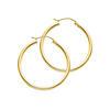 Polished Round Medium Hoop Earrings - 14K Yellow Gold 2mm x 1.2 inch thumb 0