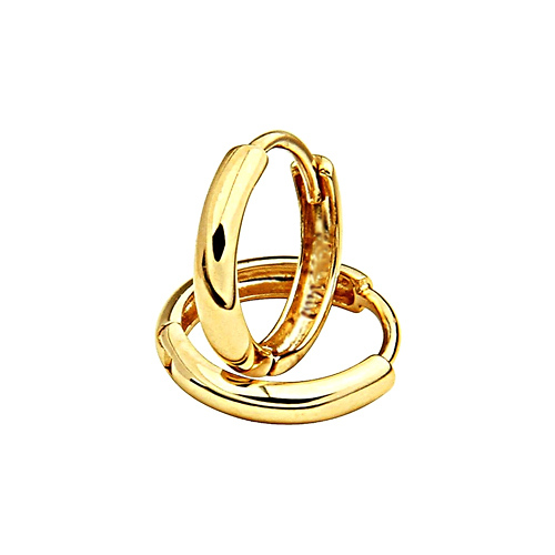 1.5mm Mini Solid Gold Huggie Earrings in 14K Yellow Gold 0.3in Slide 0