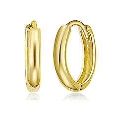 2mm Petite Solid Gold Huggie Earrings in 14K Yellow Gold 0.4in