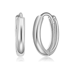 2mm Petite Solid Gold Huggie Earrings in 14K White Gold 0.4in