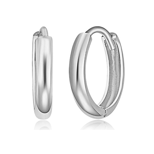 2mm Petite Solid Gold Huggie Earrings in 14K White Gold 0.4in Slide 0