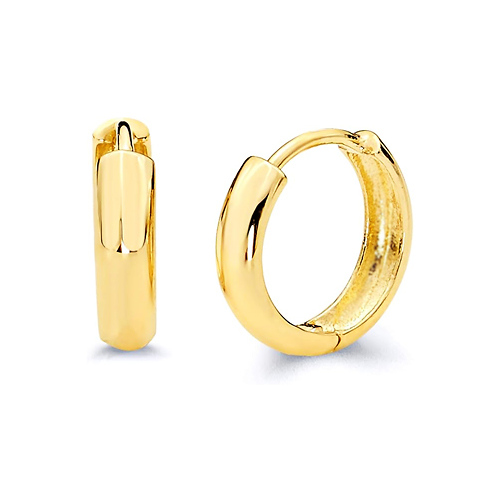 3mm Domed Solid Gold Huggie Earrings in 14K Yellow Gold 0.47in Slide 0