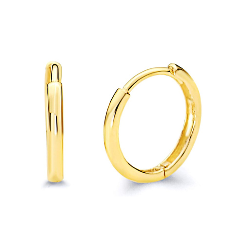 Domed Huggie Earrings in 14K Yellow Gold 2mm x 11mm Slide 0