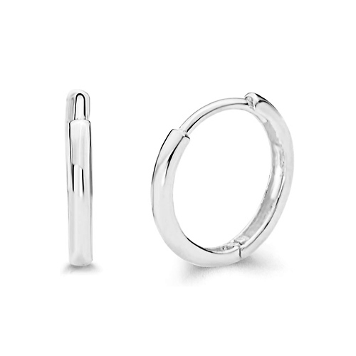 Domed Huggie Earrings in 14K White Gold 2mm x 11mm Slide 0