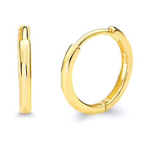 2mm Dome Solid Gold Huggie Earrings in 14K Yellow Gold 0.6in Slide 0