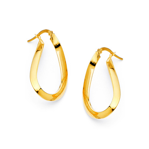 Oval Twist Small Hoop Earrings - 14K Yellow Gold Slide 0