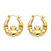 Crescent Small Claddagh Hoop Earrings - 14K Yellow Gold thumb 0