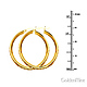 Medium Round-Cut CZ Hoop Earrings - 14K Yellow Gold 1.2 inch thumb 1