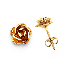 Rose Stud Earrings in 14K Yellow Gold