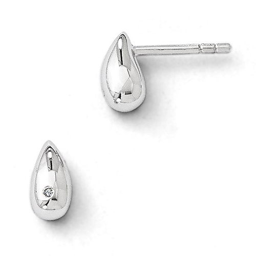White Ice Diamond Accent Raindrop Earrings - Sterling Silver Slide 0
