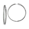 Elliot Skye In & Out 2-Row Pave CZ Large Hoop Earrings - Sterling Silver 3mm x 2.16 inch thumb 0