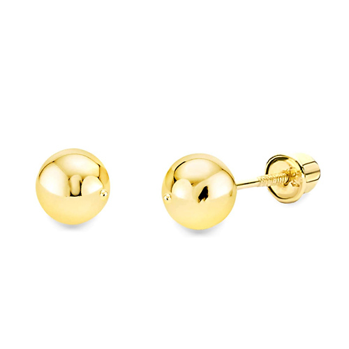 5mm Solid Gold Ball Stud Earrings in 14K Yellow Gold Slide 0