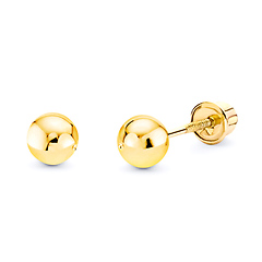 4mm Solid Gold Ball Stud Earrings in 14K Yellow Gold