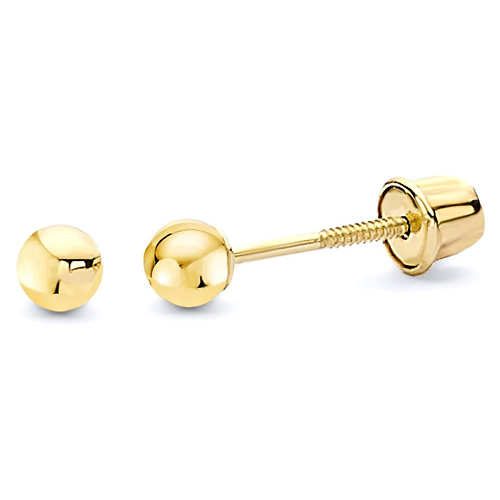 3mm Solid Gold Ball Stud Earrings in 14K Yellow Gold Slide 0
