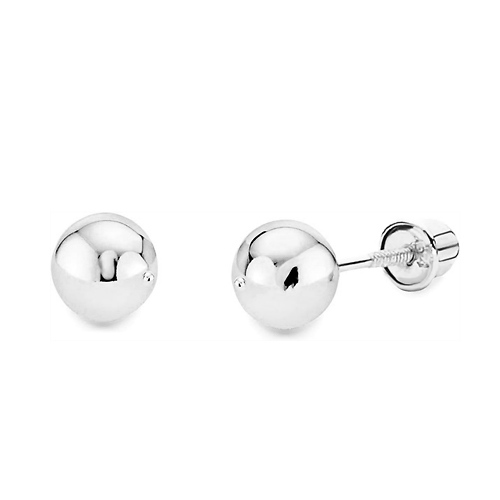 5mm Solid Gold Ball Stud Earrings in 14K White Gold Slide 0