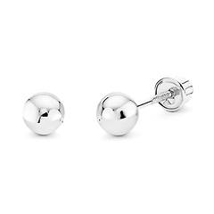 4mm Solid Gold Ball Stud Earrings in 14K White Gold