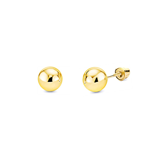 2mm Solid Gold Ball Stud Earrings in 14K Yellow Gold Slide 0