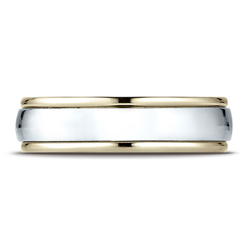 6mm 14K Two-Tone High Polished Comfort Fit Benchmark Wedding Ring Slide 2