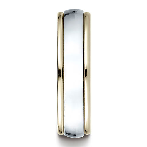6mm 14K Two-Tone High Polished Comfort Fit Benchmark Wedding Ring Slide 1