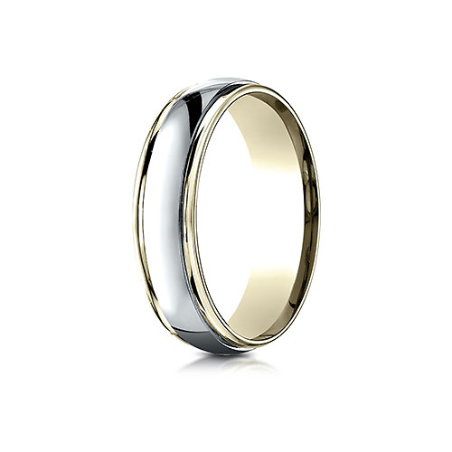 6mm 14K Two-Tone High Polished Comfort Fit Benchmark Wedding Ring Slide 0
