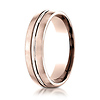 6mm 14K Rose Gold Center Cut Satin Finished Benchmark Wedding Band thumb 0