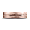 6mm 14K Rose Gold Center Cut Satin Finished Benchmark Wedding Band thumb 2