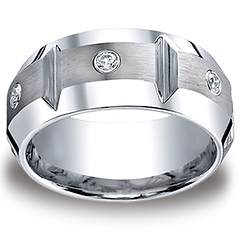 10mm Cobaltchrome 3-Stone Grooved Diamond Men's Benchmark  Ring