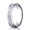 6mm 14K White Gold Beveled Edge Satin Finished Benchmark Wedding Band thumb 0