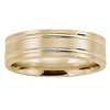 6mm Flat Striped Comfort Fit 14K Yellow Gold Benchmark Ring thumb 0