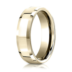 6mm 14K Yellow Gold Beveled Edge High Polished Benchmark Wedding Band