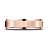 6mm 14K Rose Gold Satin Grooved Beveled Wedding Band Ring by Benchmark thumb 1