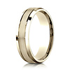 6mm 14K Yellow Gold Satin Grooved Beveled Wedding Band Ring by Benchmark thumb 0