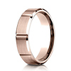 6mm 14K Rose Gold Satin Finished Grooves Benchmark Wedding Band thumb 0