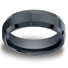 7mm High Polished Beveled Edge Black Ceramic Ring - Benchmark Forge
