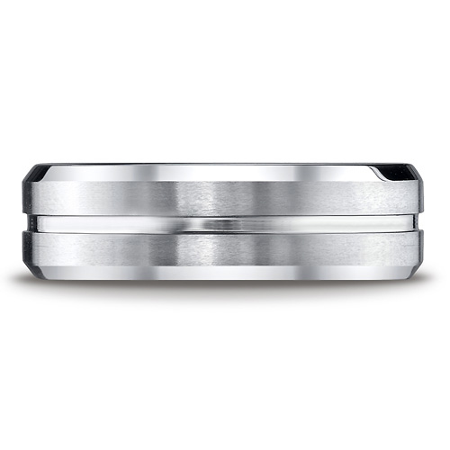 7mm Cobaltchrome Grooved Center Beveled Edge Wedding Ring Slide 1