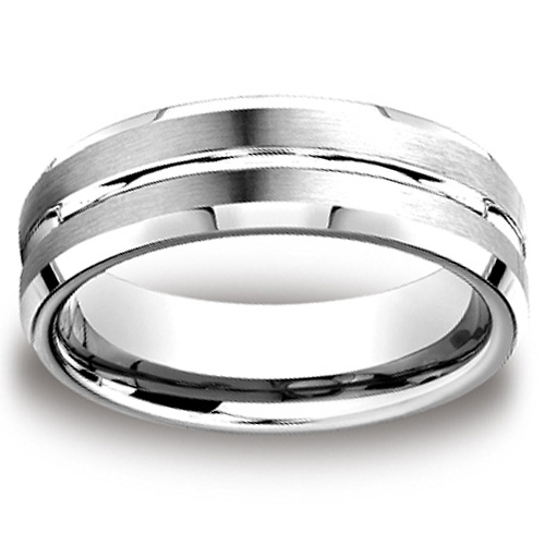 7mm Cobaltchrome Grooved Center Beveled Edge Wedding Ring Slide 0