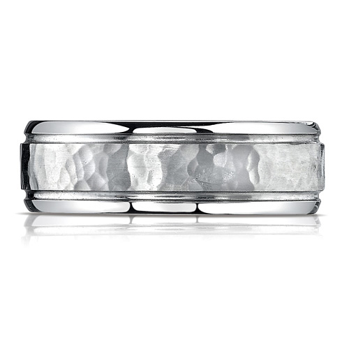 7mm Cobaltchrome Hammered Finished Design Wedding Ring Slide 1