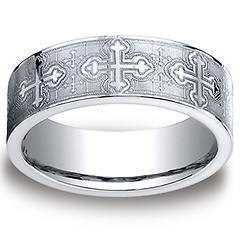 7mm CobaltChrome Christian Budded Cross Benchmark Ring