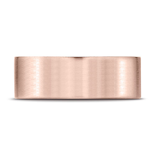 8mm 14K Rose Gold Satin Finish Benchmark Wedding Band Slide 1