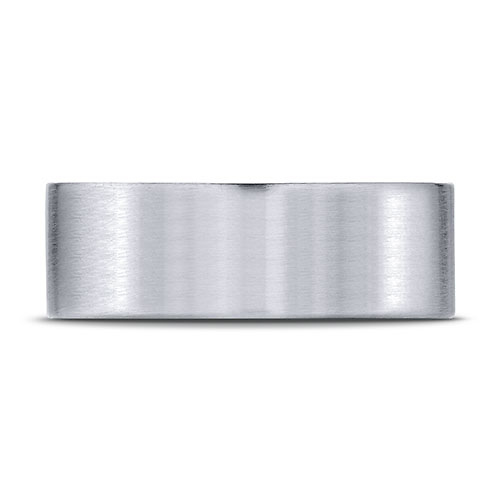 8mm 14K White Gold Satin Finish Benchmark Wedding Band Slide 1