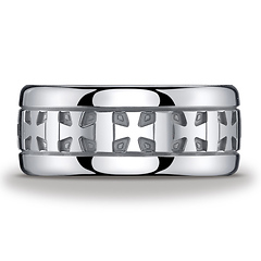10mm Polished Argentium Silver Celtic Cross Benchmark Ring