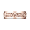 7.5mm 14K Rose Gold Hammered Beveled Edge Benchmark Wedding Band thumb 1