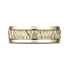 7.5mm 14K Yellow Gold Hammered Beveled Edge Benchmark Wedding Band thumb 1