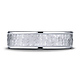 6mm 14K White Gold Hammered Benchmark Wedding Band thumb 1